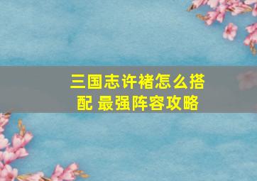 三国志许褚怎么搭配 最强阵容攻略